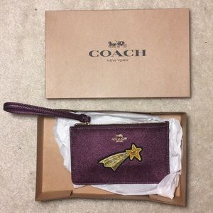 Coach Raspberry Leather Wristlet Wallet Bag 38706